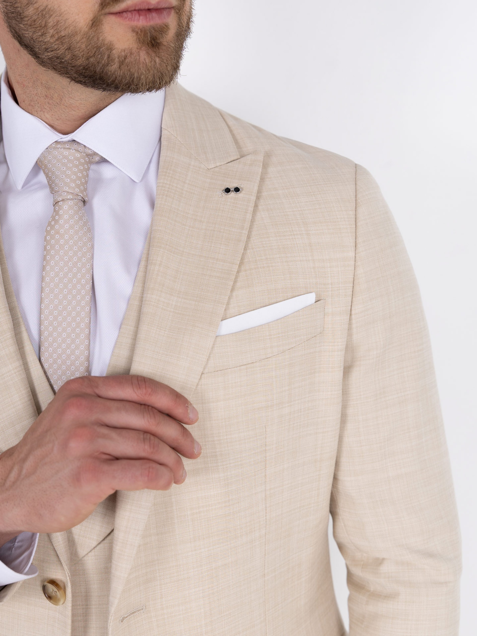 Fato liso slim fit com colete