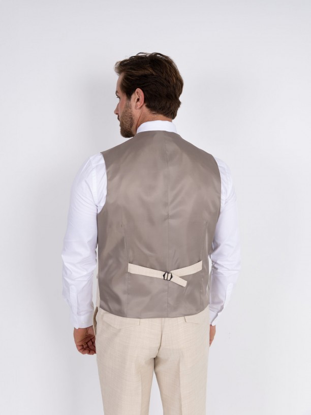 Traje liso de corte slim con chaleco