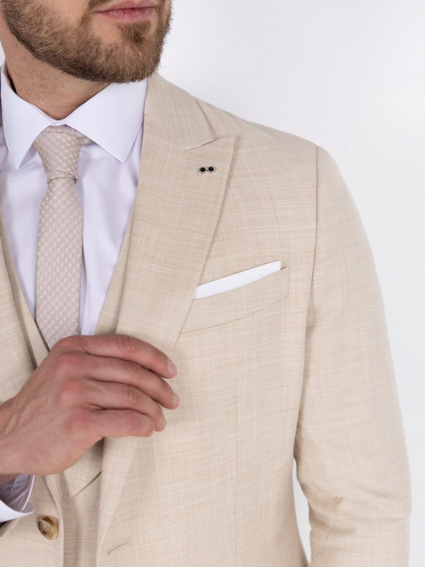 Traje liso de corte slim con chaleco