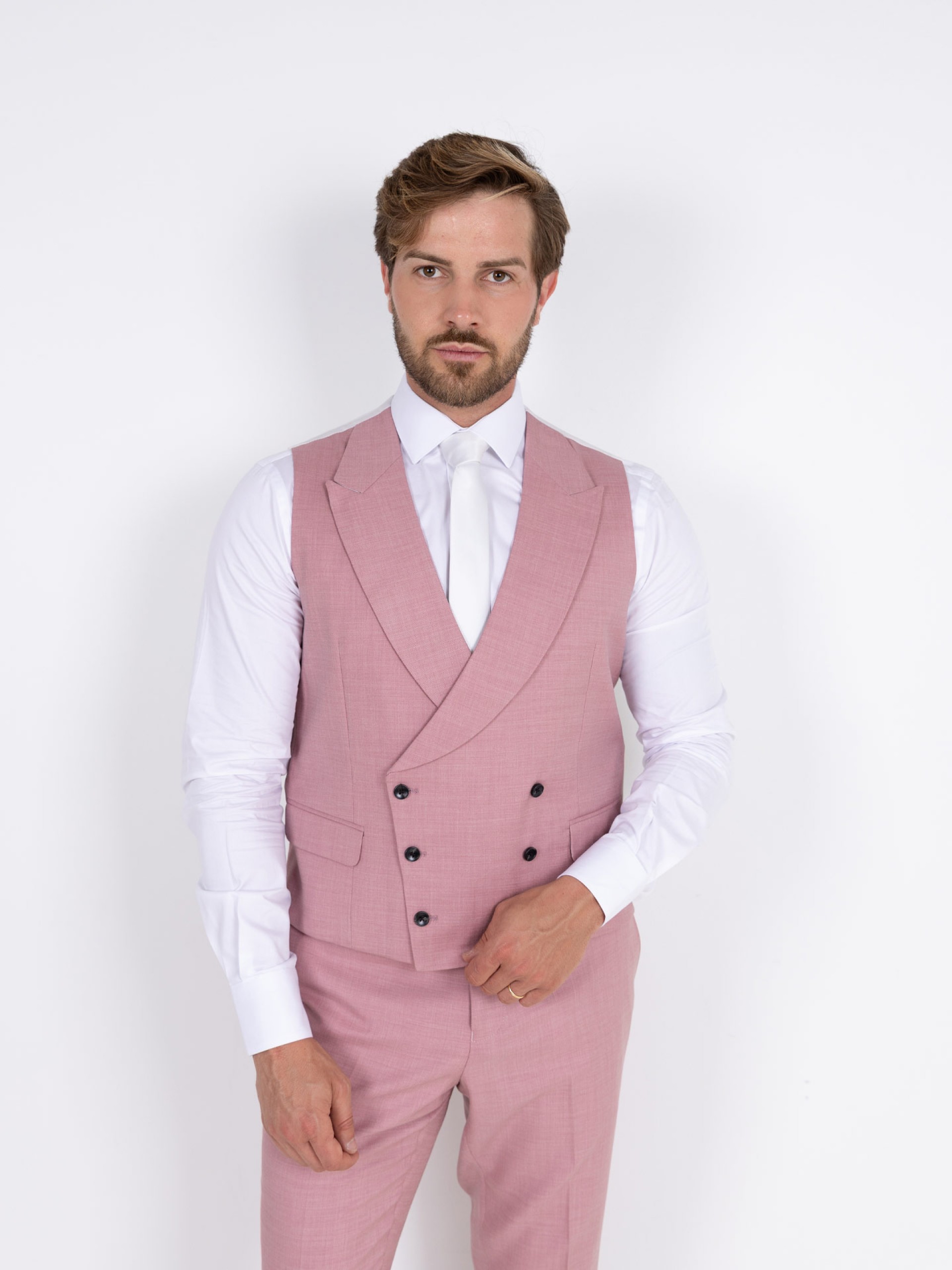 Plain slim fit suit with waistcoat