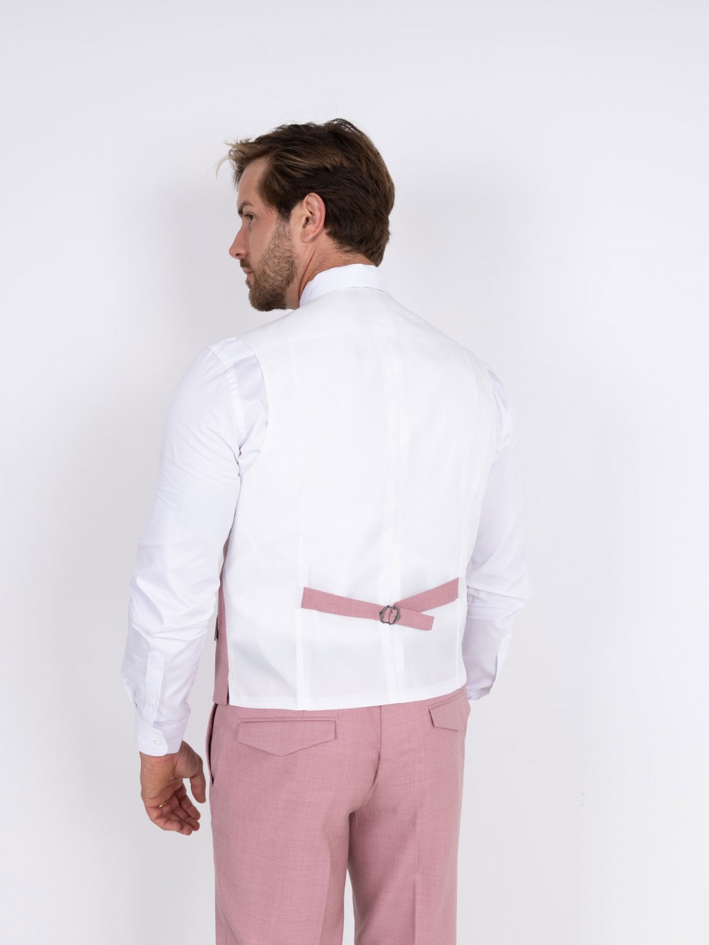 Fato liso slim fit com colete