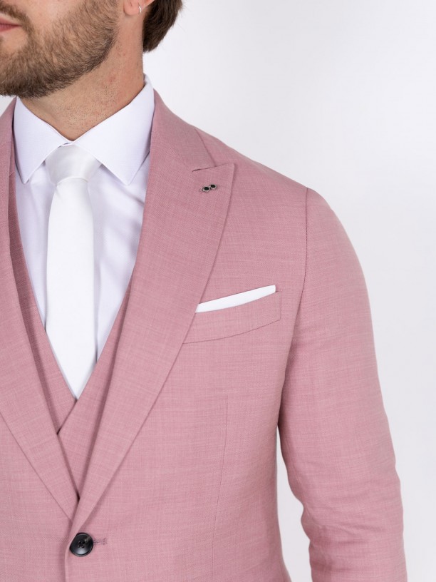 Plain slim fit suit with waistcoat
