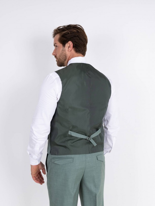 Fato liso slim fit com colete