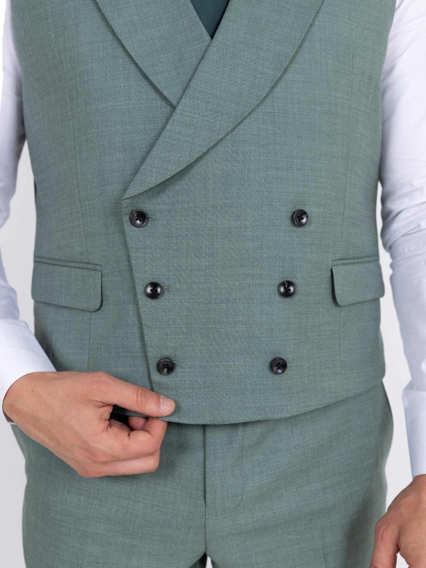 Fato liso slim fit com colete