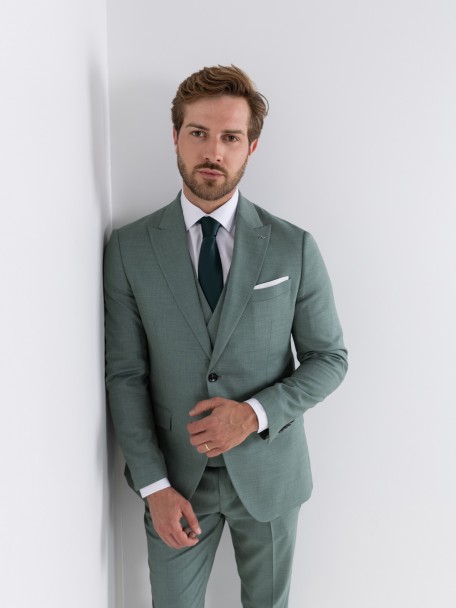 Fato liso slim fit com colete Fato liso slim fit com colete