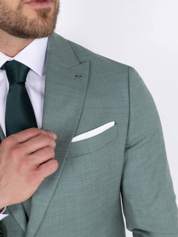 Fato liso slim fit com colete