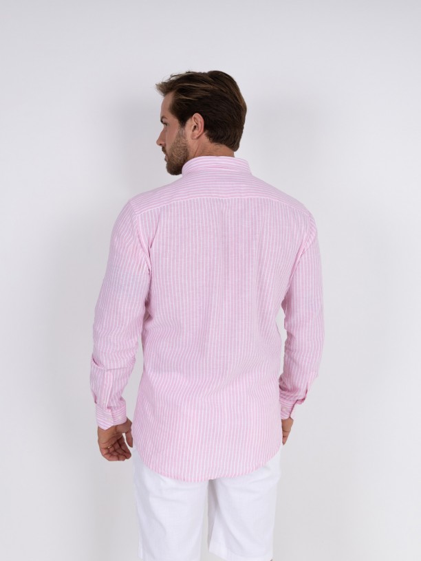 Stripes pattern linen cotton shirt