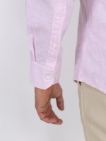 Camisa de linho e algodão com gola mandarim Camisa de linho e algodão com gola mandarim