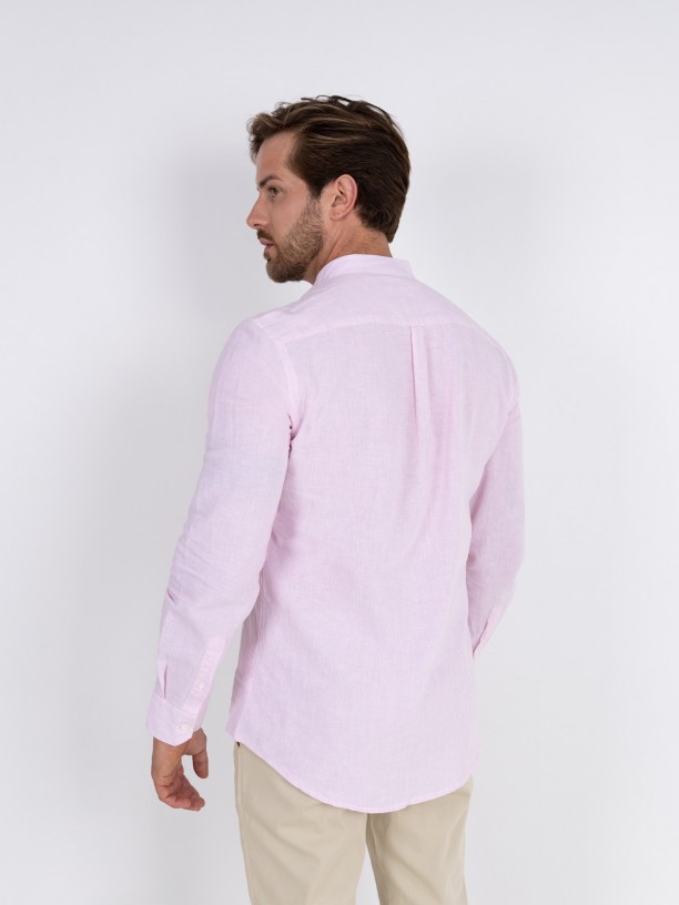 Mao collar linen cotton shirt Mao collar linen cotton shirt