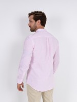 Camisa de linho e algodão com gola mandarim Camisa de linho e algodão com gola mandarim