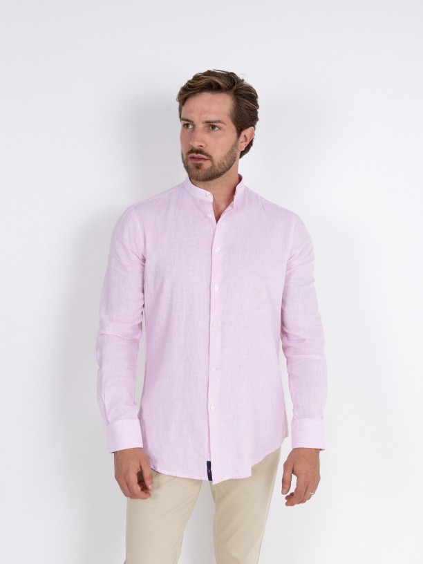 Mao collar linen cotton shirt Mao collar linen cotton shirt
