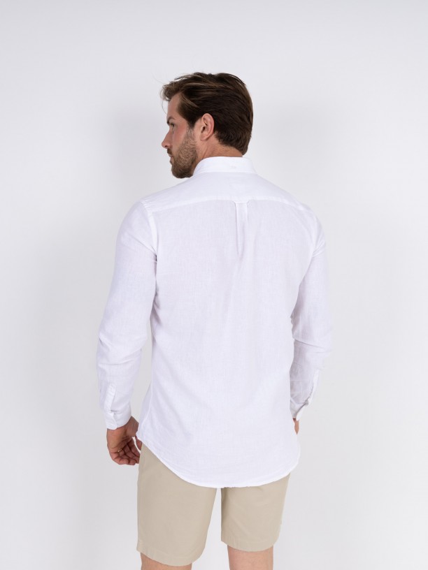 Plain cotton and linen shirt