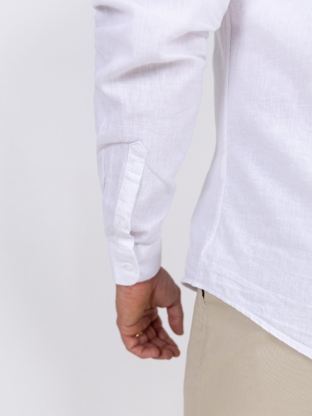 Plain cotton and linen shirt