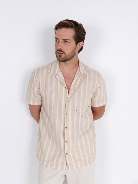 Camisa de manga curta efeito linho Camisa de manga curta efeito linho
