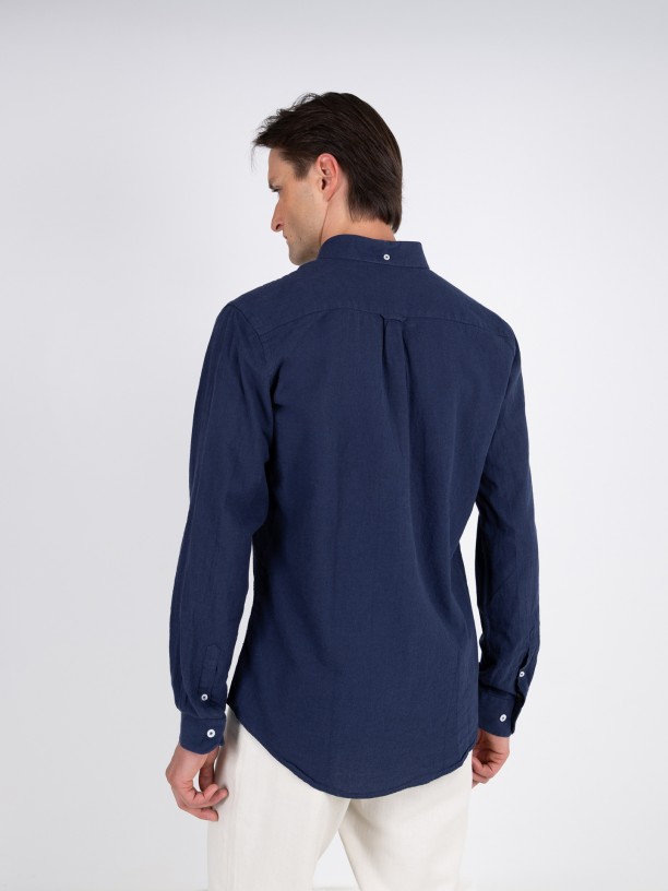 Plain cotton and linen shirt