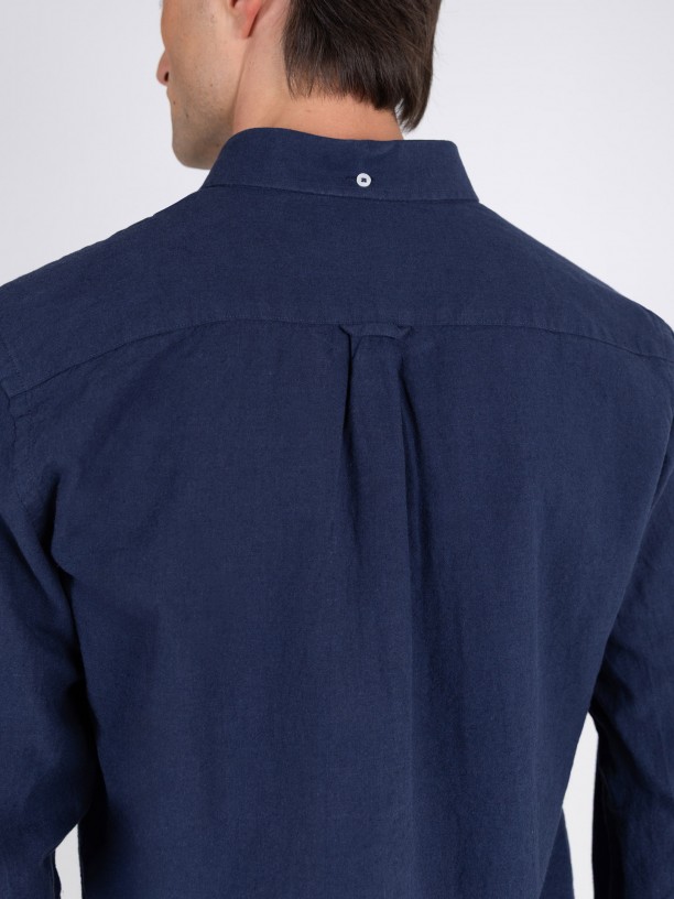Plain cotton and linen shirt