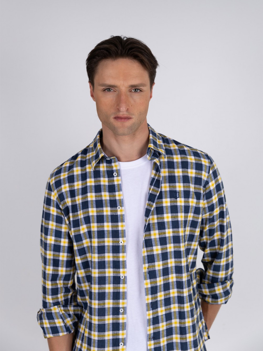 Camisa de algod�o padr�o xadrez