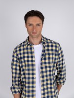 Camisa de algodão padrão xadrez Camisa de algodão padrão xadrez
