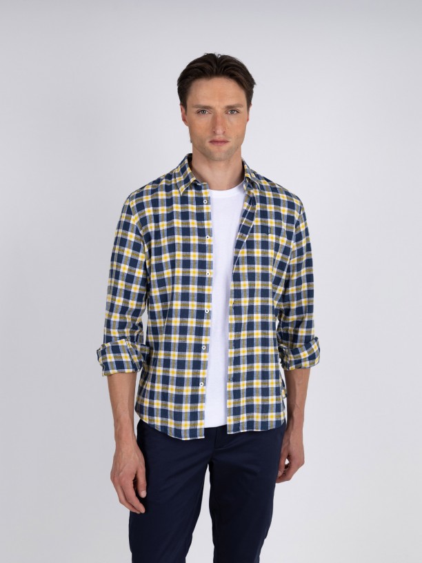Cotton plaid pattern shirt