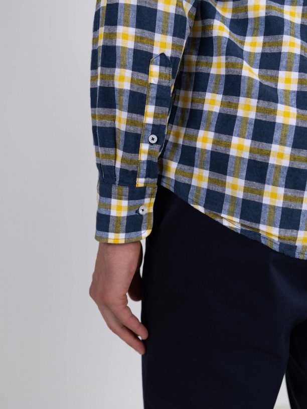 Cotton plaid pattern shirt