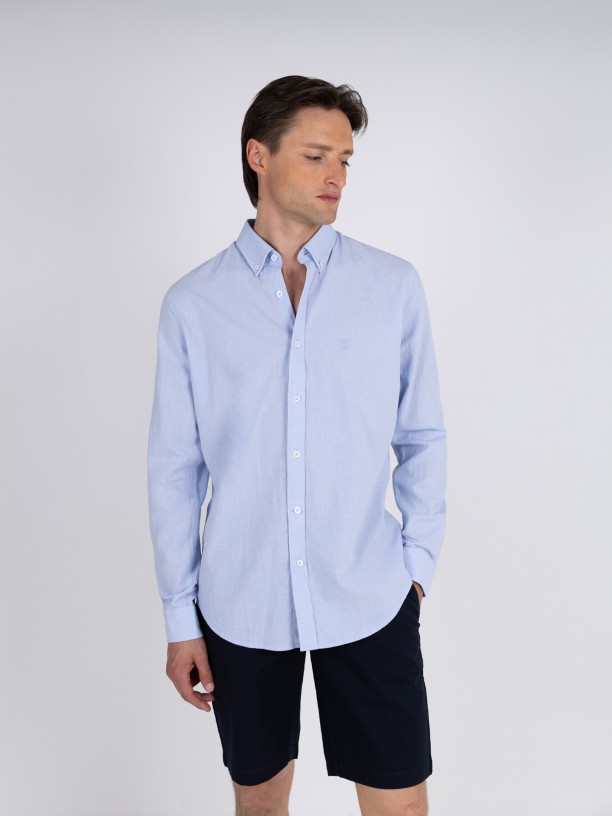 Plain cotton and linen shirt