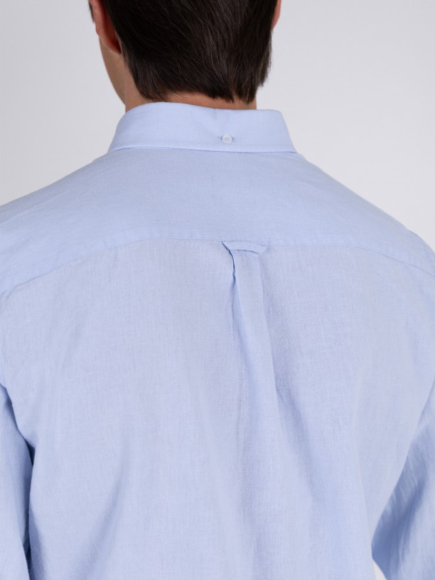 Plain cotton and linen shirt