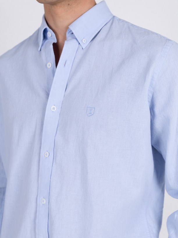 Plain cotton and linen shirt