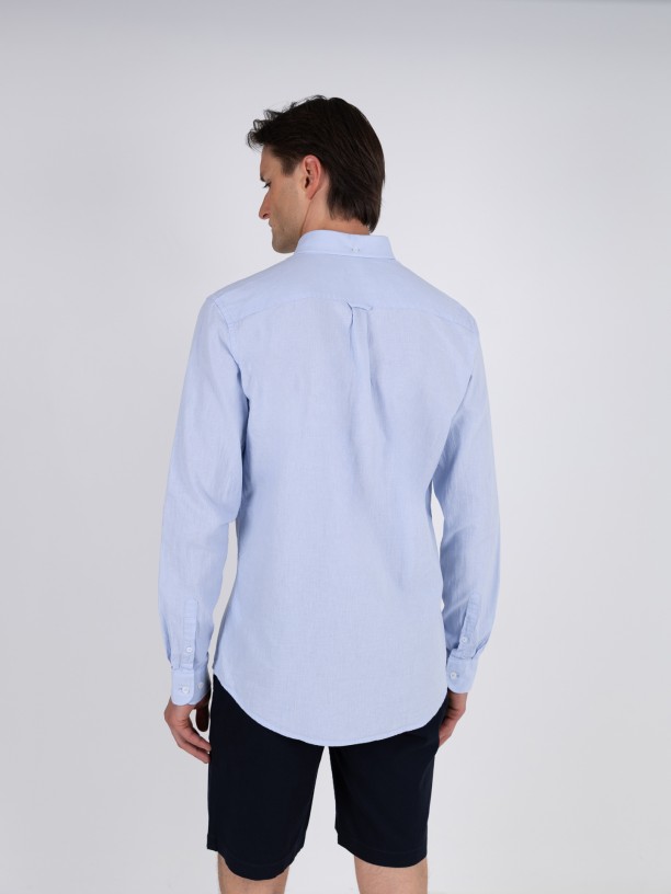 Plain cotton and linen shirt