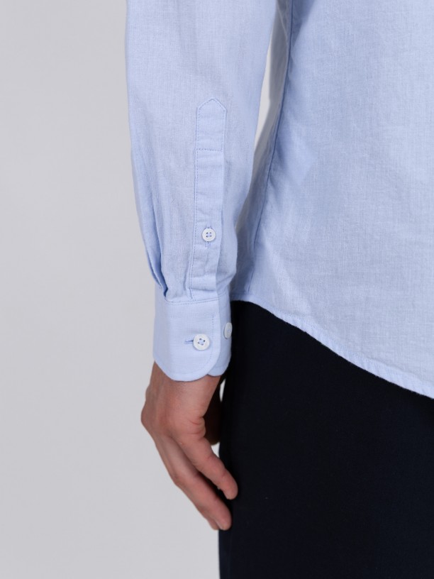 Plain cotton and linen shirt