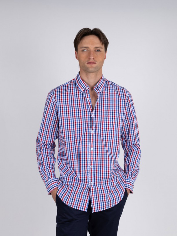 Checkered patterned shirt with pocket