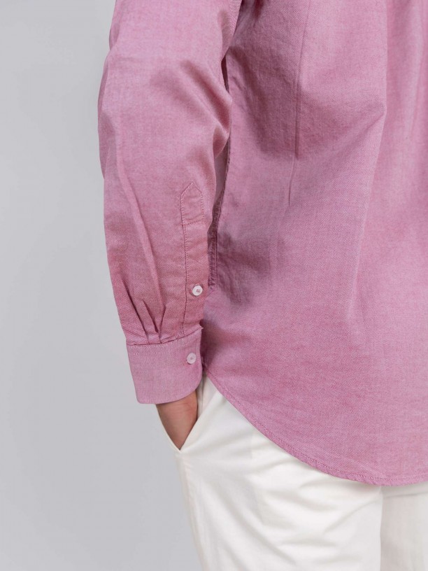 Cotton plain shirt with pocket