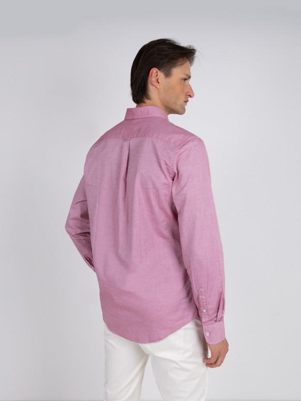 Cotton plain shirt with pocket