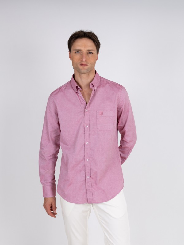 Camisa lisa de algodn con bolsillo