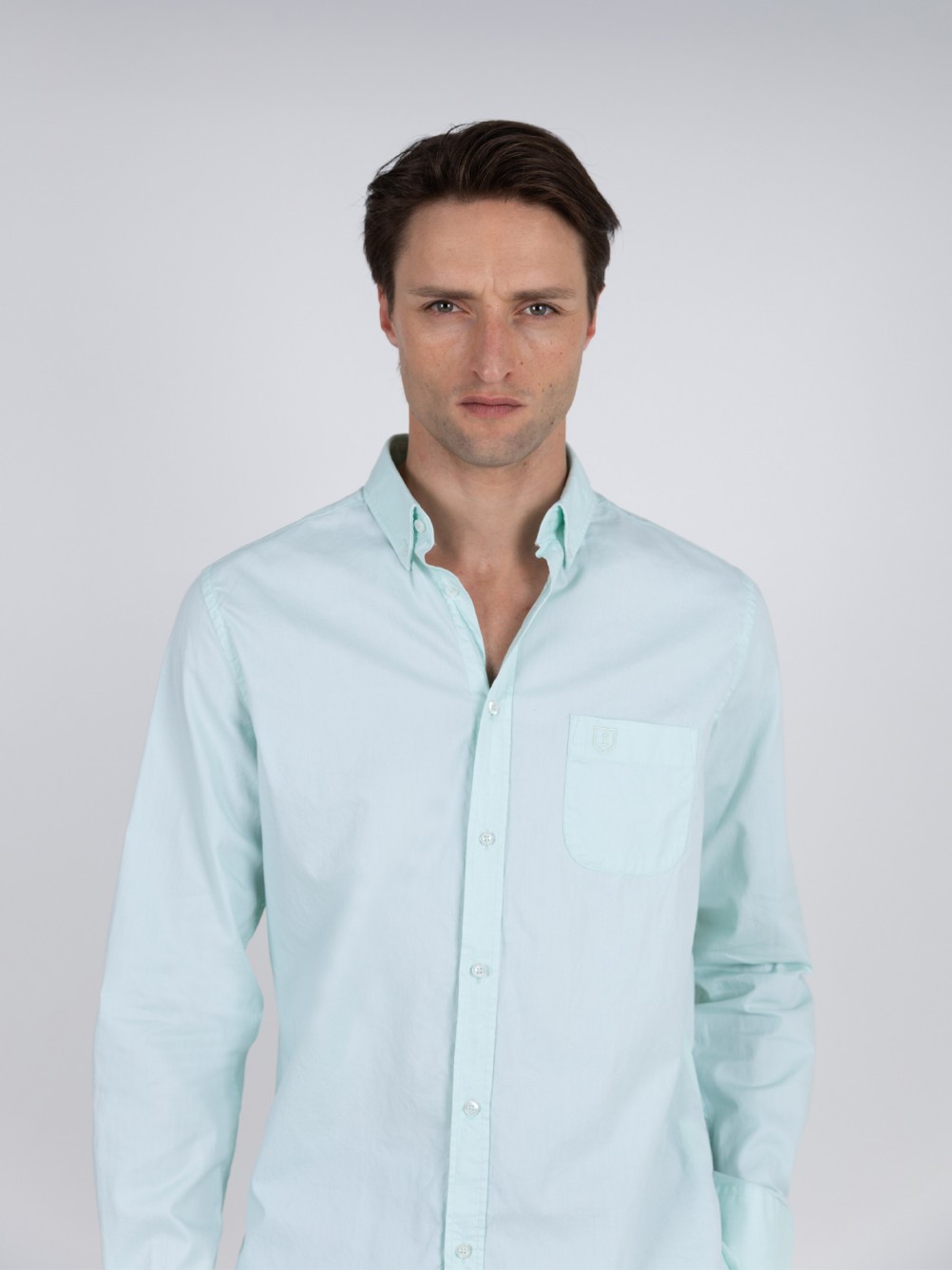 Cotton plain shirt with pocket