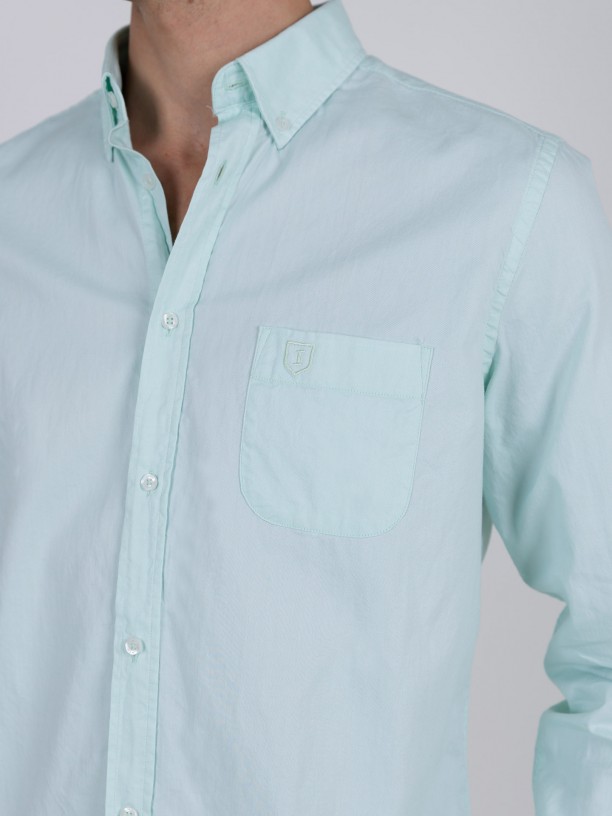 Camisa lisa de algodão com bolso Camisa lisa de algodão com bolso