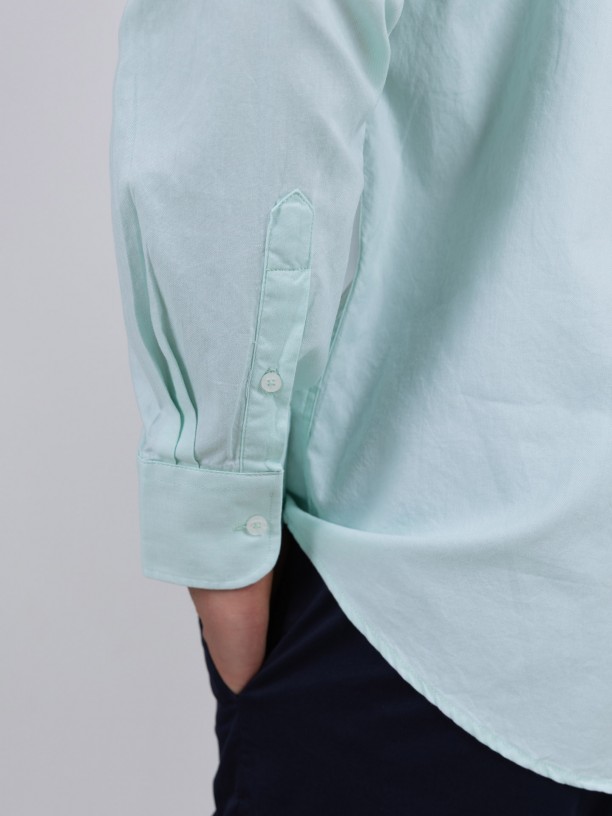 Camisa lisa de algodão com bolso Camisa lisa de algodão com bolso