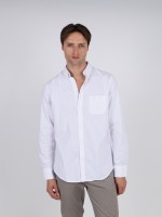 Camisa lisa de algod�n con bolsillo