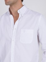 Camisa lisa de algod�n con bolsillo