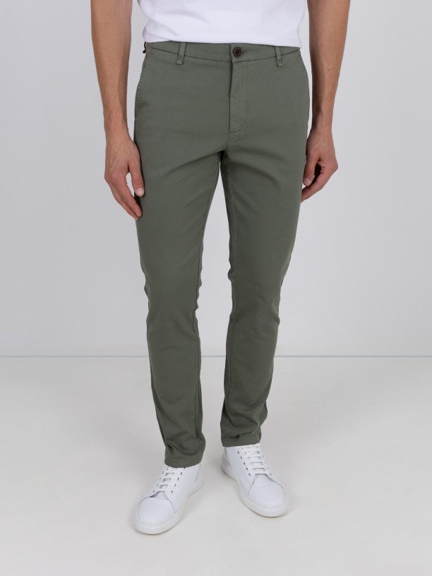 Pantalones chino de algodón elástico Pantalones chino de algodón elástico