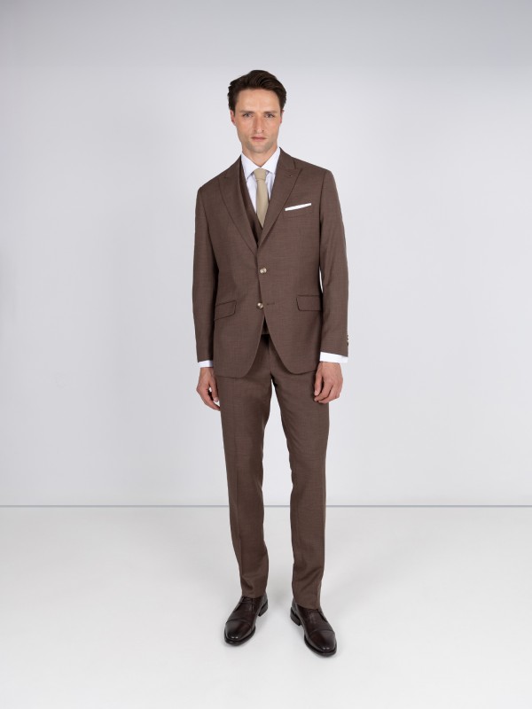 Traje liso de corte slim con chaleco