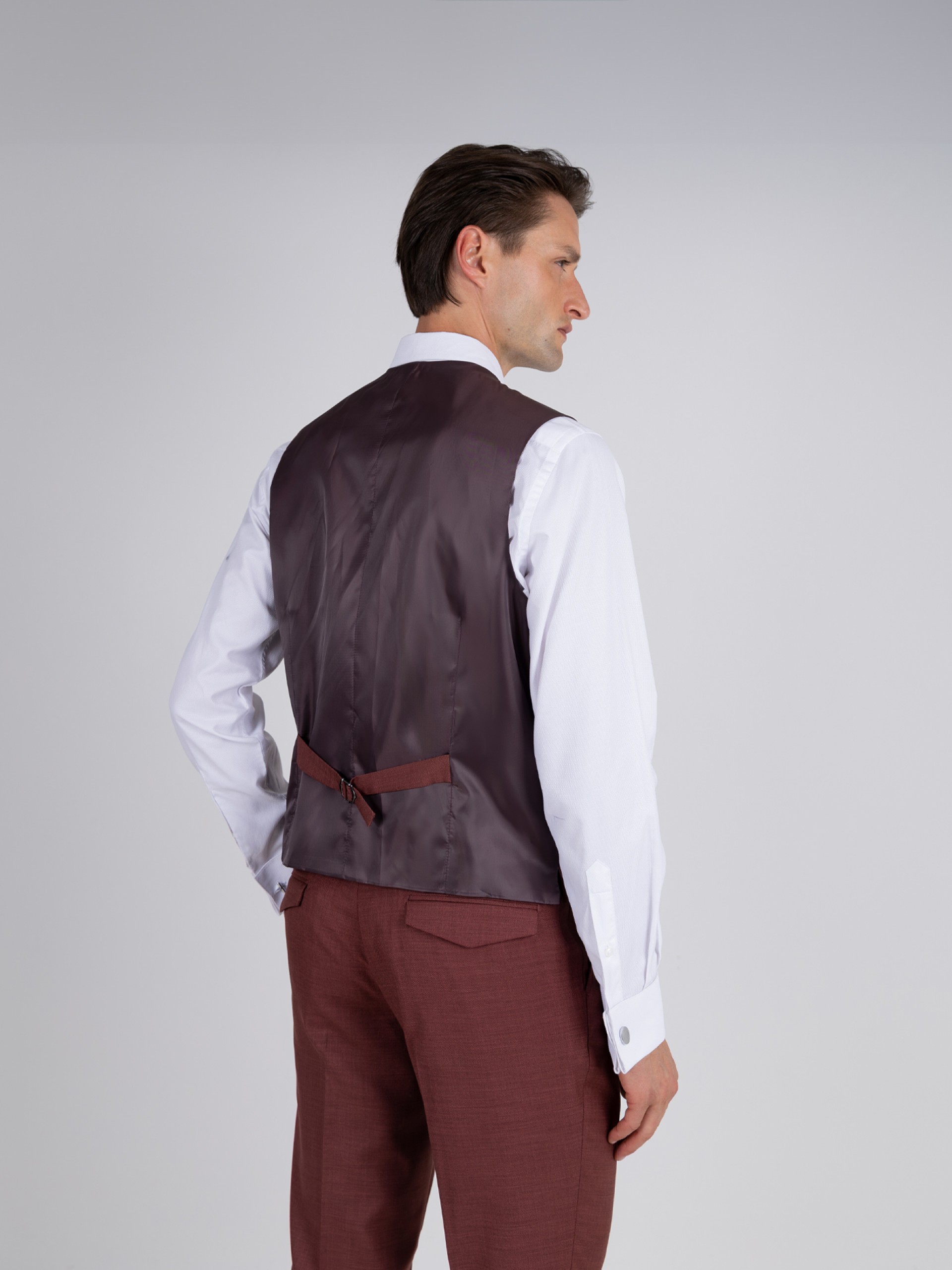 Plain slim fit suit with waistcoat