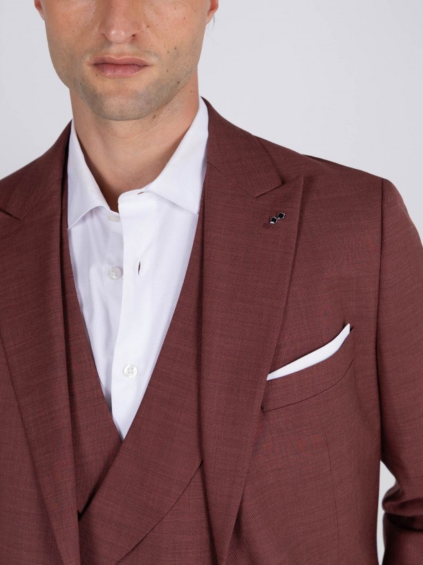 Traje liso de corte slim con chaleco