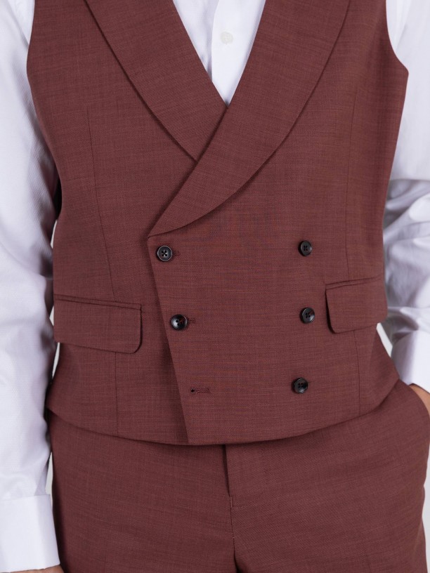 Traje liso de corte slim con chaleco