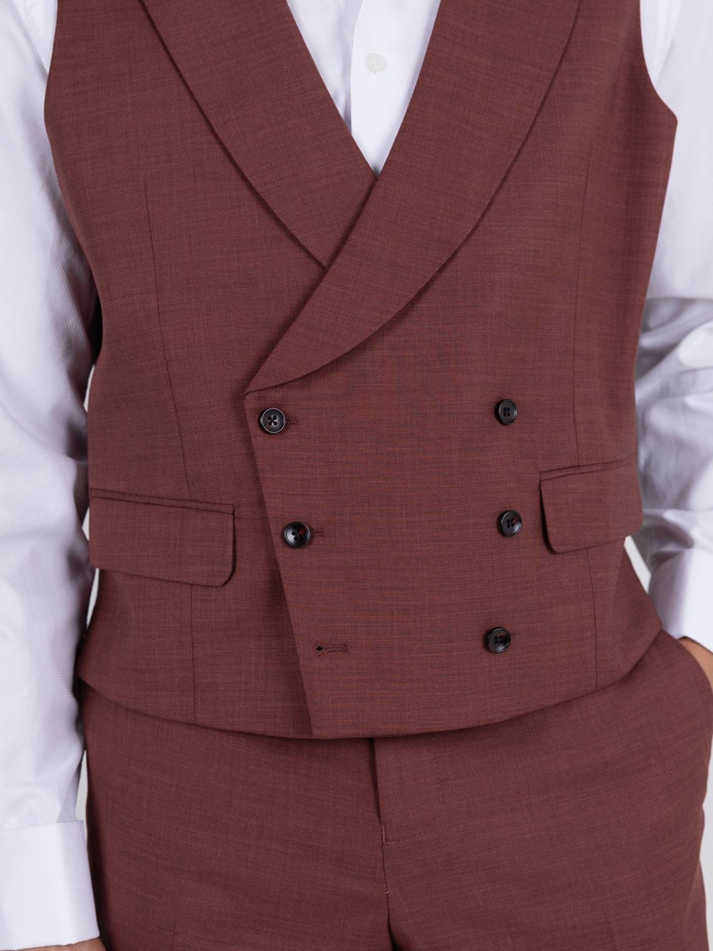 Fato liso slim fit com colete