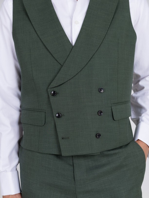 Fato liso slim fit com colete