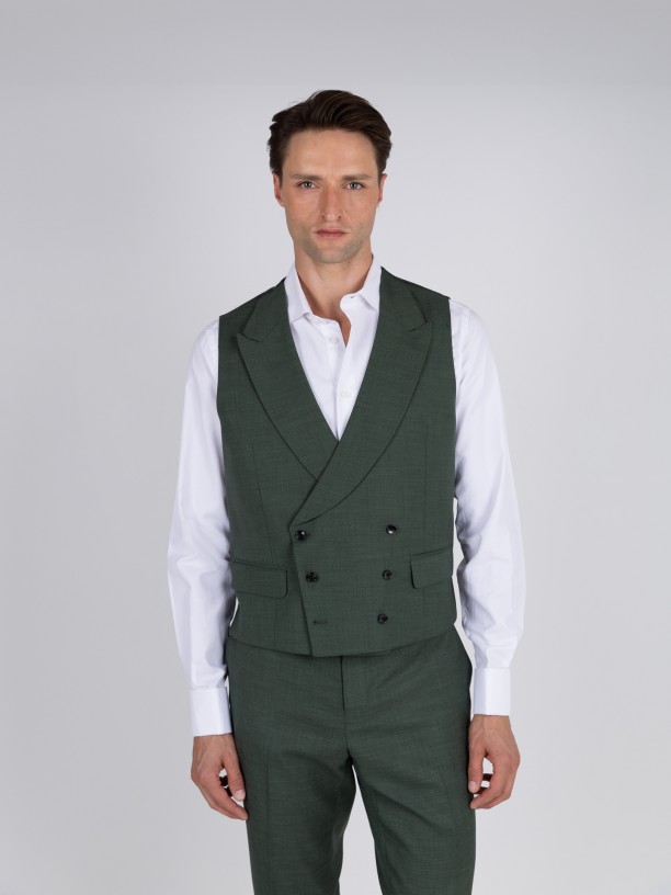 Fato liso slim fit com colete