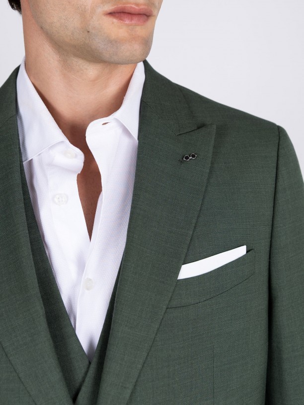 Fato liso slim fit com colete