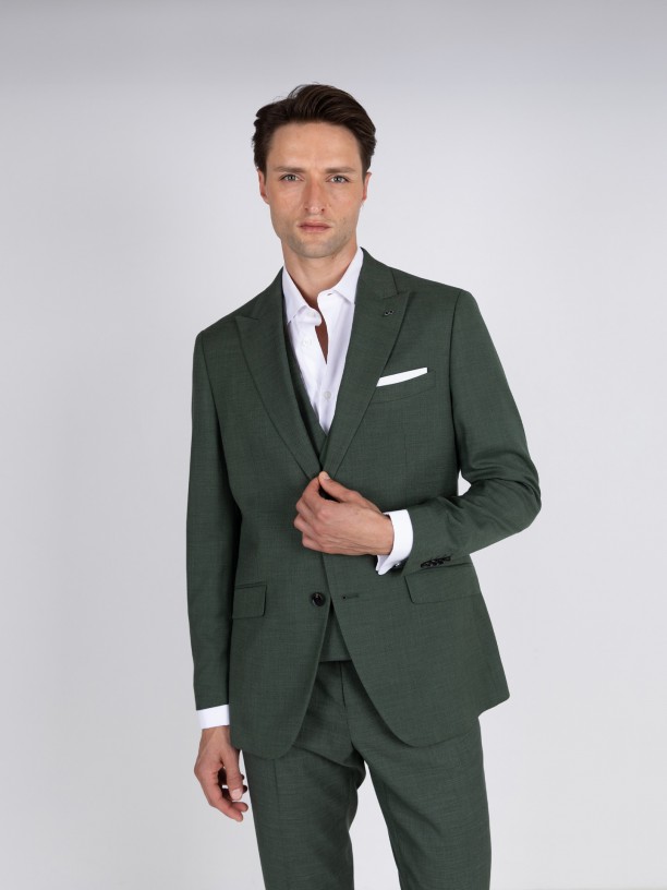 Fato liso slim fit com colete