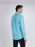 Camisa lisa de linho e algod�o