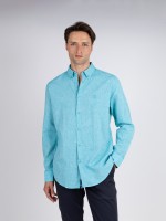 Camisa lisa de linho e algod�o